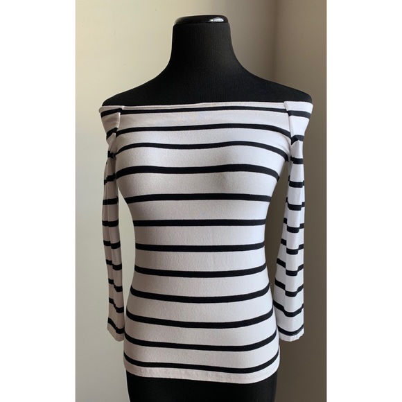 Zara Tops - Zara Organic Cotton Striped Off Shoulder Top Small